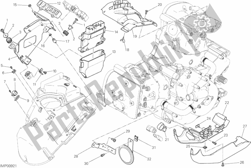 Todas as partes de Unidade De Controle Do Motor do Ducati Monster 821 Dark 2016